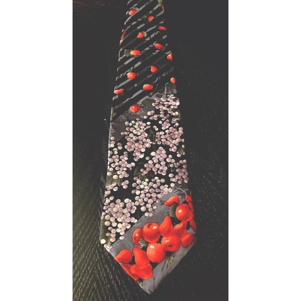 Anthony Sicari 100% Silk Men's Neck Tie Multicolor Fruit Pear Themed Tie NEW! - Picture 1 of 4